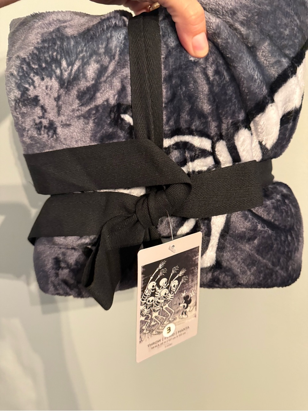 Disney Plush Throw Blanket in Charcoal Gray and Black